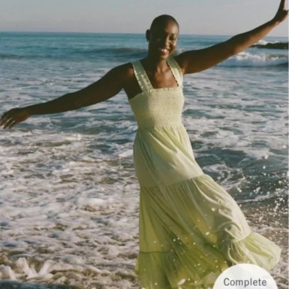 NWT A&F Women's Smocked Bodice Easy Maxi Dress Size Small